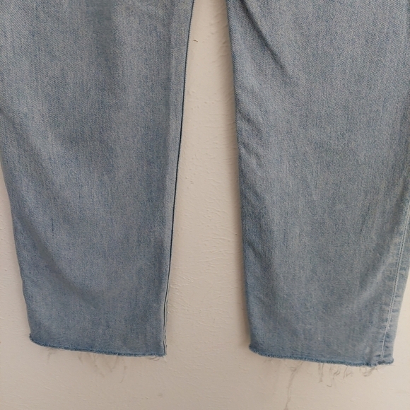 &Denim Button Fly Original Straight Fit High Waist Raw Hem Jeans Sz 33 Cotton. - Picture 9 of 11